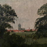 Countryside landscape Oil on canvas of the French school 20th century