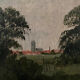 Paysage de campagne huile sur toile de l'école française 20ème siècle