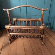 Vintage magazine rack in rattan and bamboo – 1960s/70s