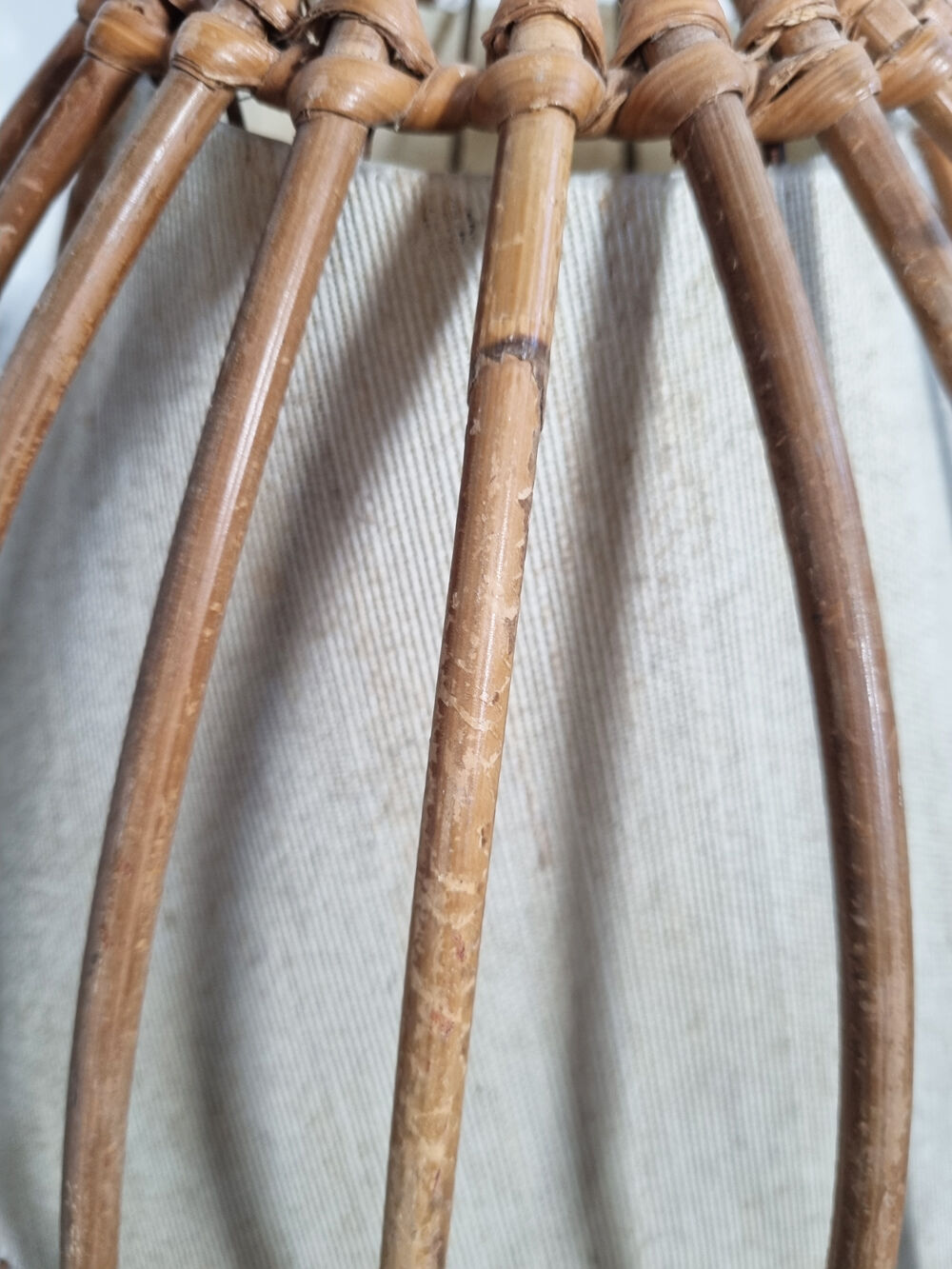 Paire abats jour, rotin, vintage, années 60