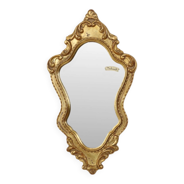 Small Deknudt Crested Mirror, Gold Leaf Gilt, Baroque Style, 45 cm