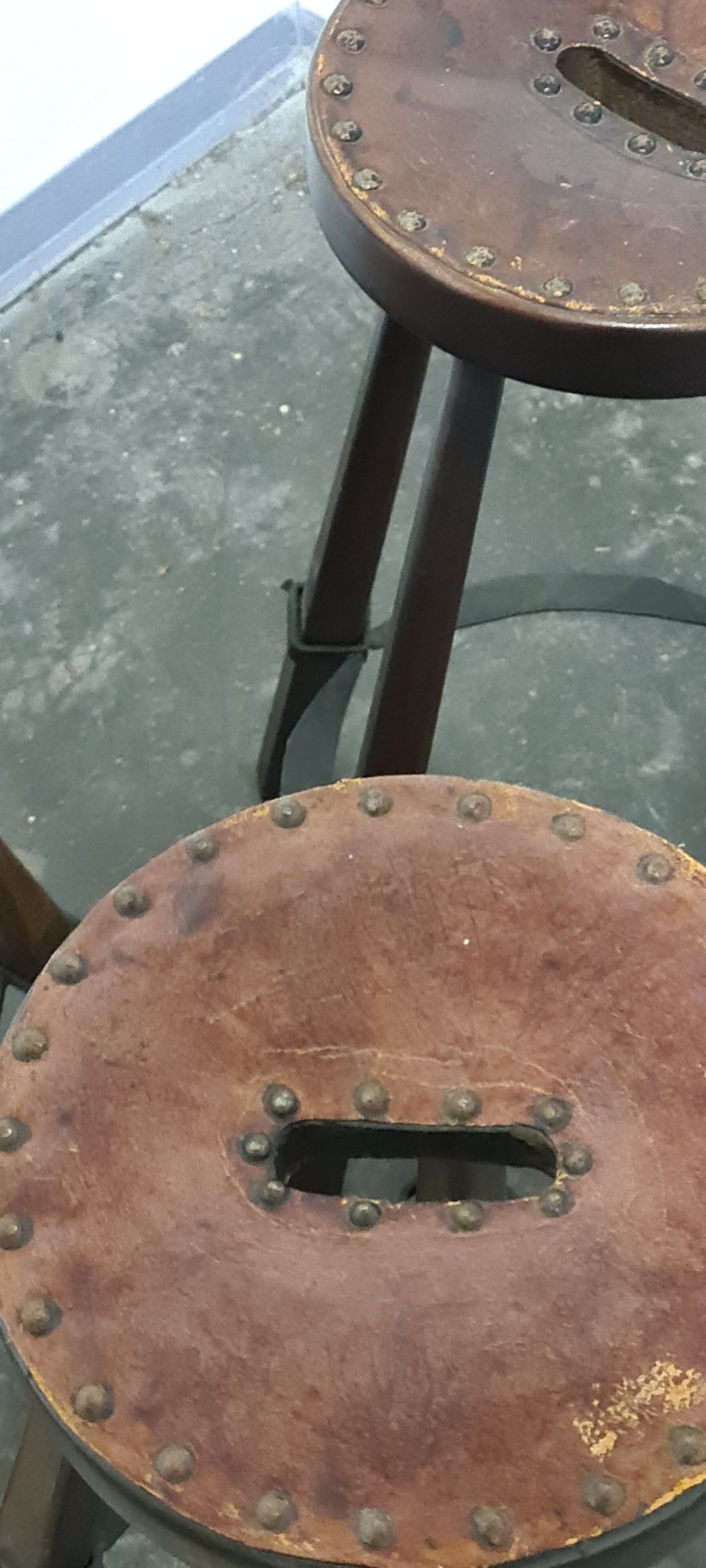 Vintage set of 3 Brutalist bar stools