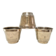 Three pot covers brass silver cover golden patina monogram early twentieth century