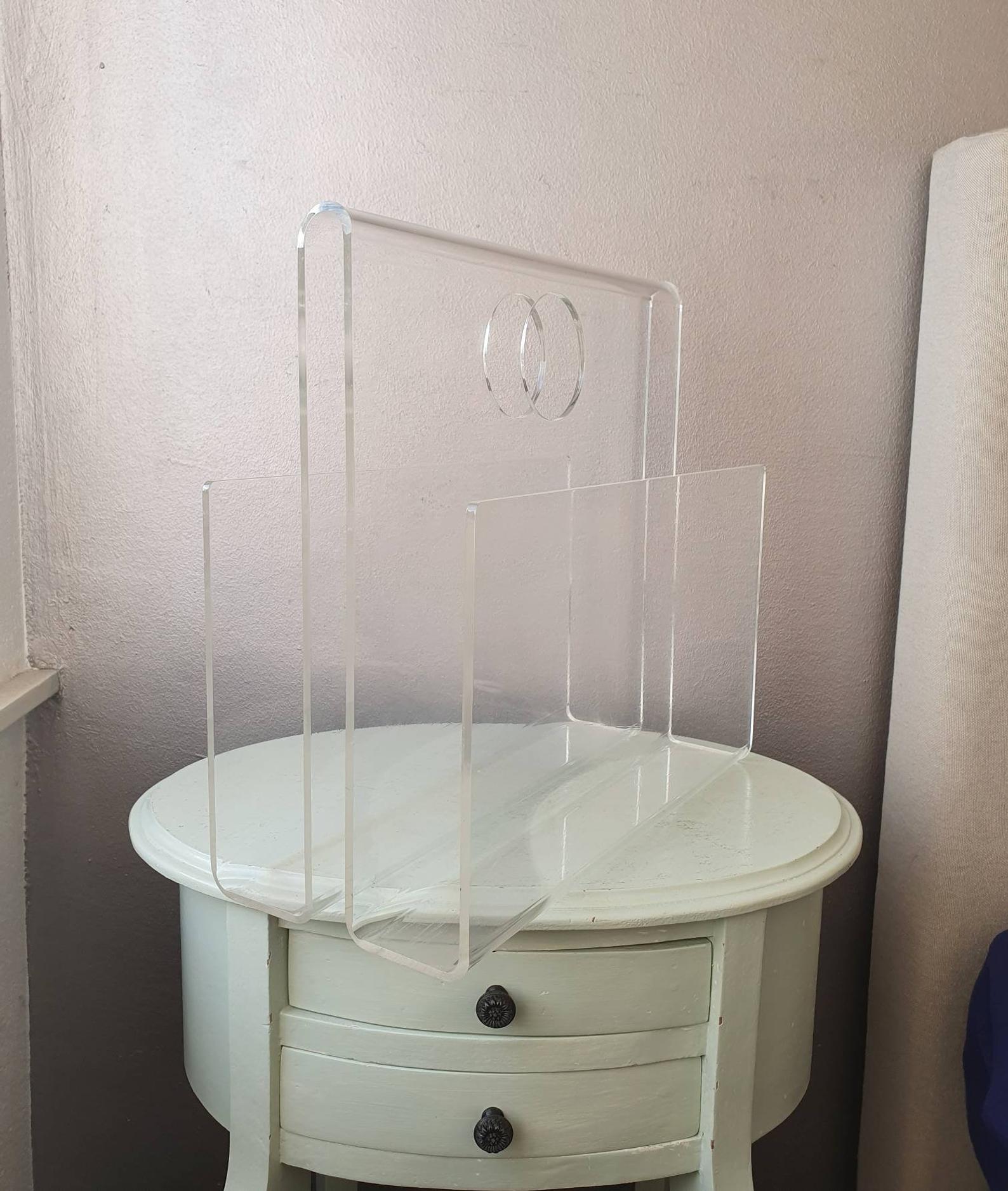 Vintage magazine holders in transparent plexiglass 1980s