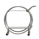 Vintage art déco chrome and glass round bar cart, 1930s