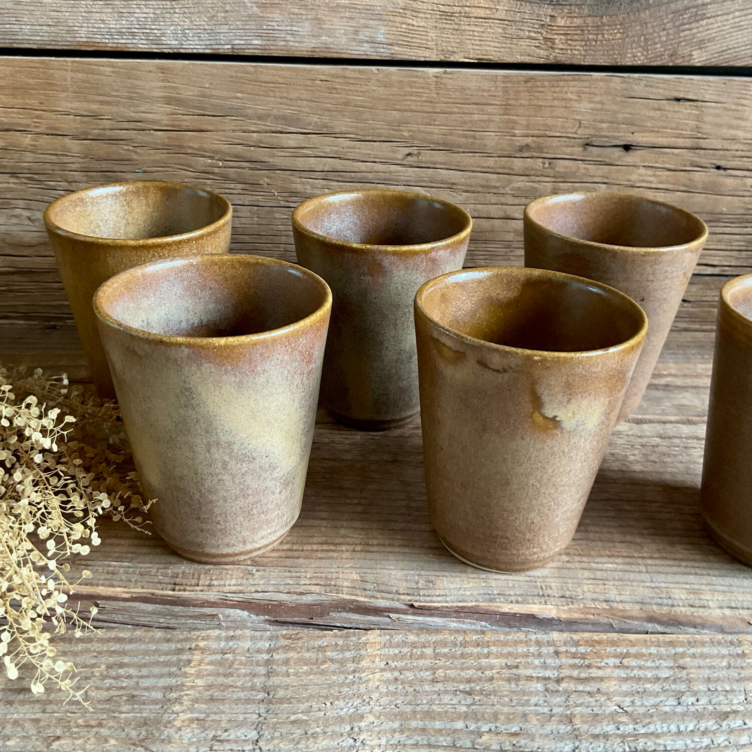 6 stoneware cups Digoin France