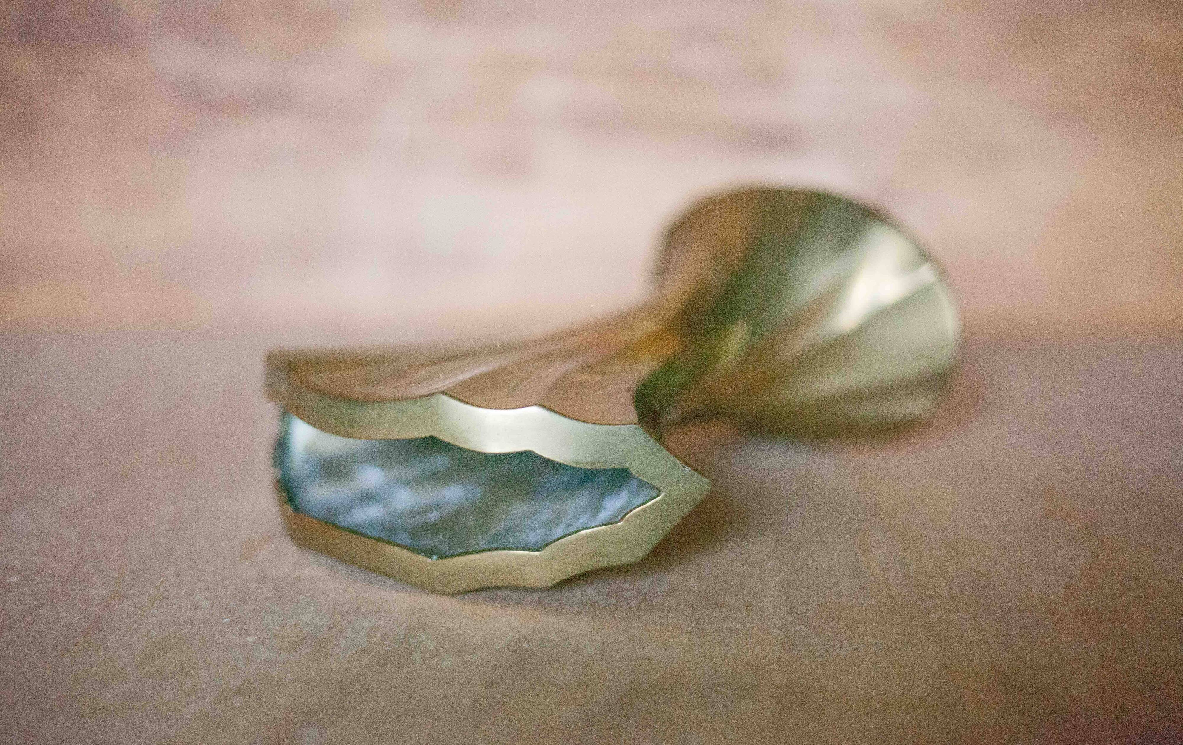 Vintage flared brass vase, sculptural vase, brutalist vase, fan vase, made in Germany