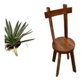 Brutalist chair in solid oak, 1900