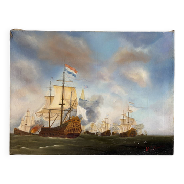 Marine, 20th century, oil on canvas signed