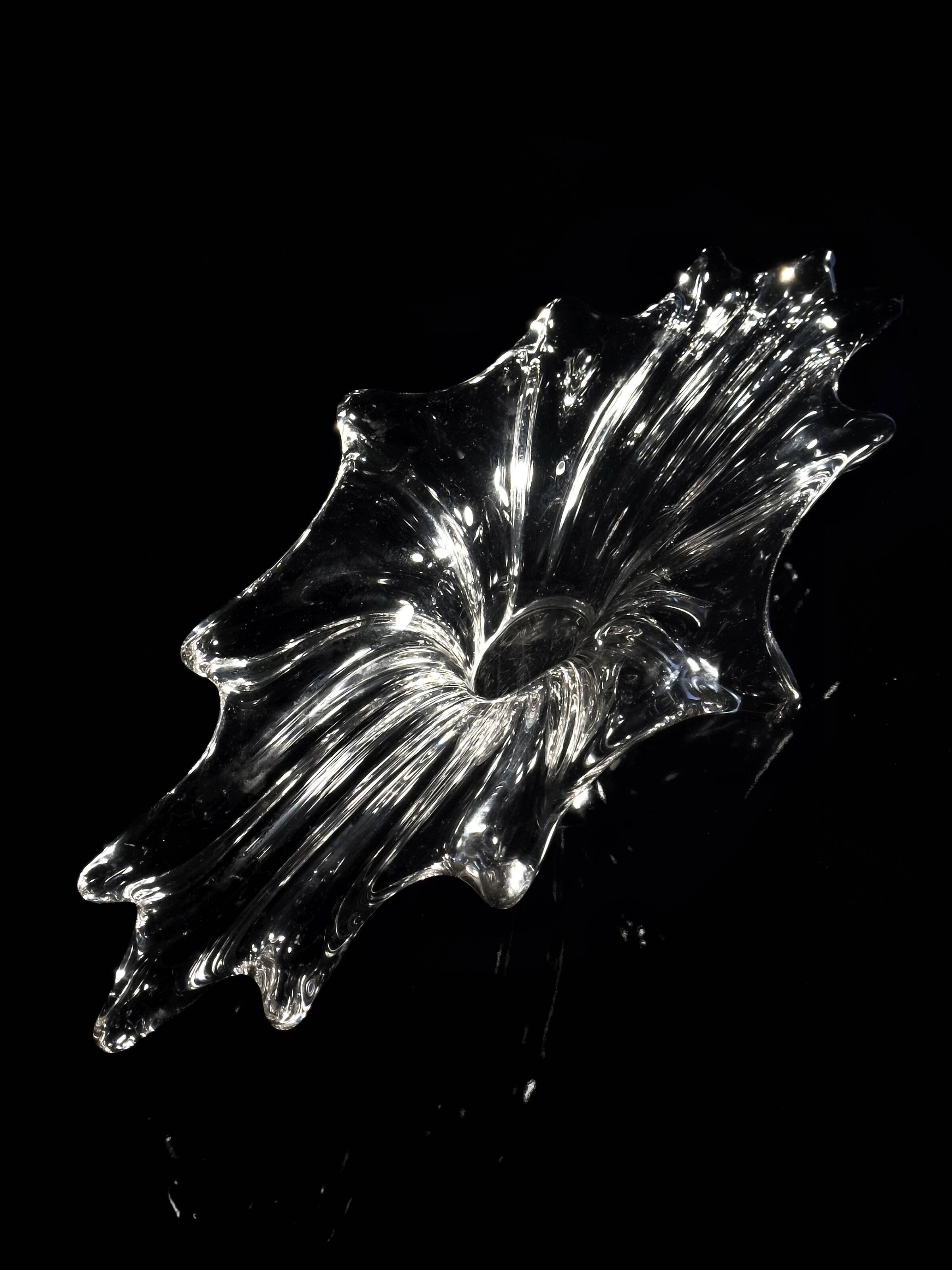 Large Murano Crystal Glass Centerpiece Bowl