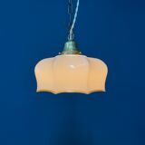 Suspension vintage en verre beige avec luminaire en laiton