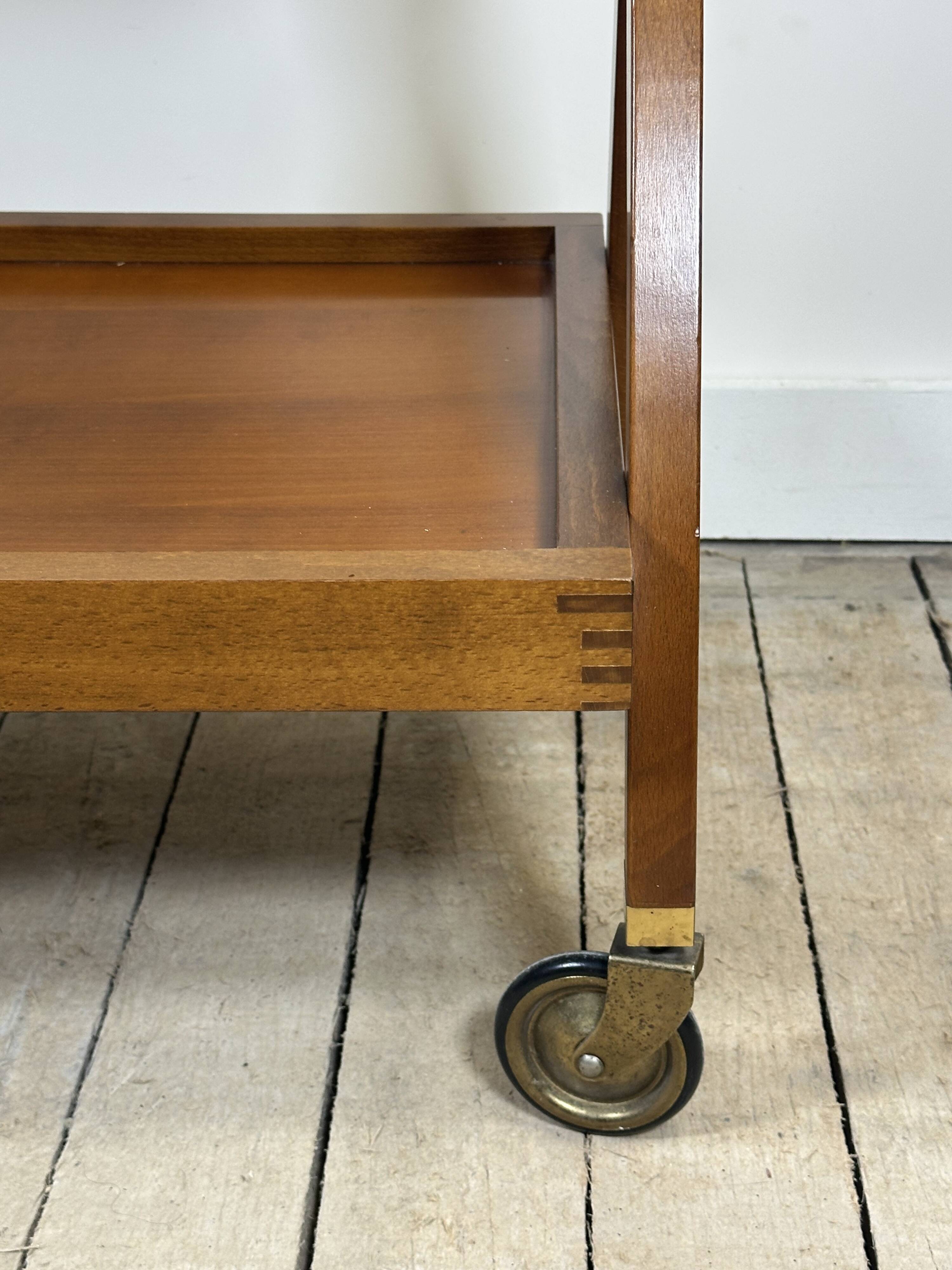 Vintage Cherry Wood Rolling Trolley from the 1970s