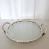 Glass and silver-plated metal tray