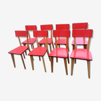 Huit chaises bois et formica