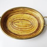 Rattan and brass tray, Gabriella Crespi style serving tray ​