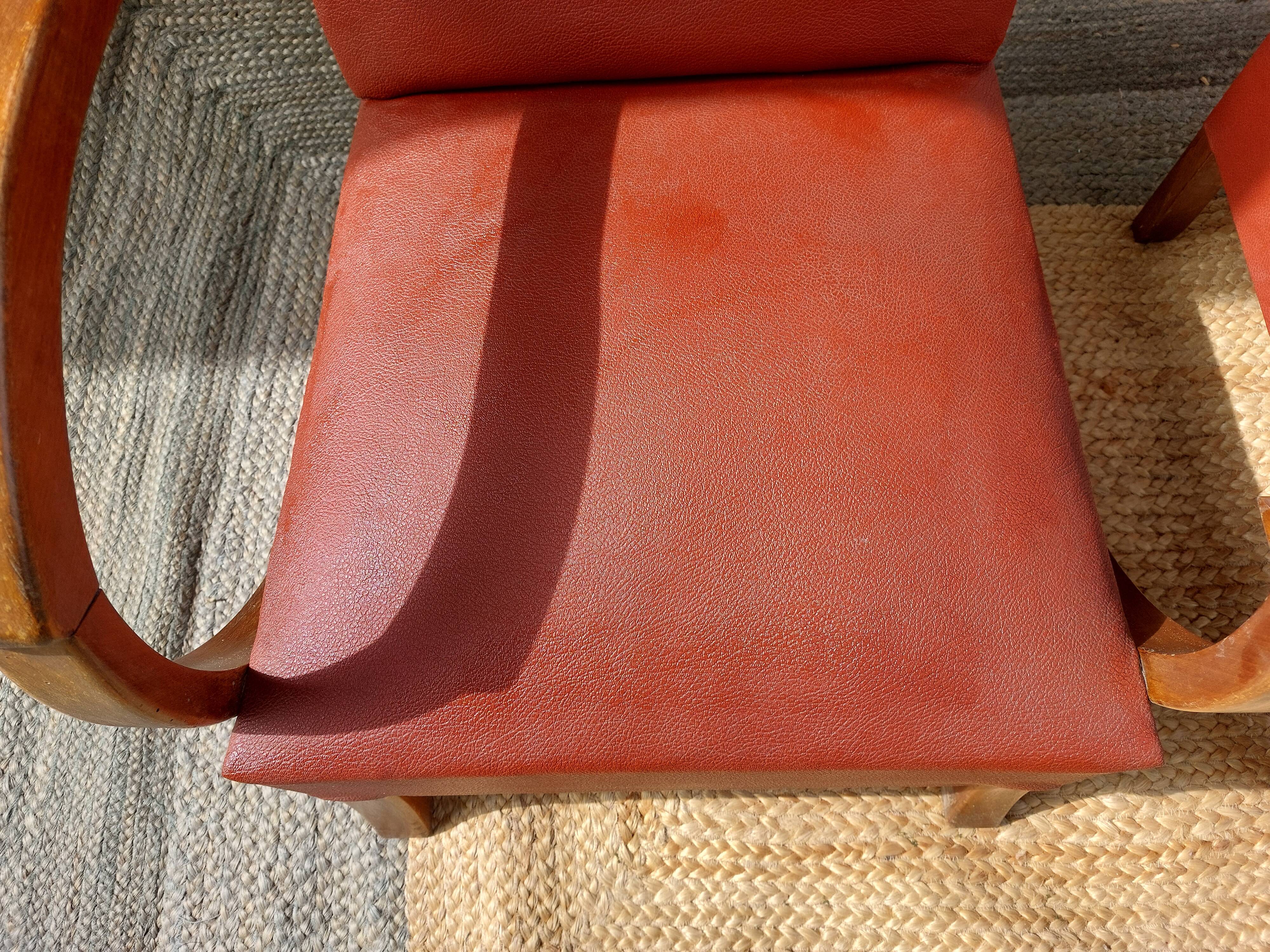 paire de fauteuils art déco, terracotta