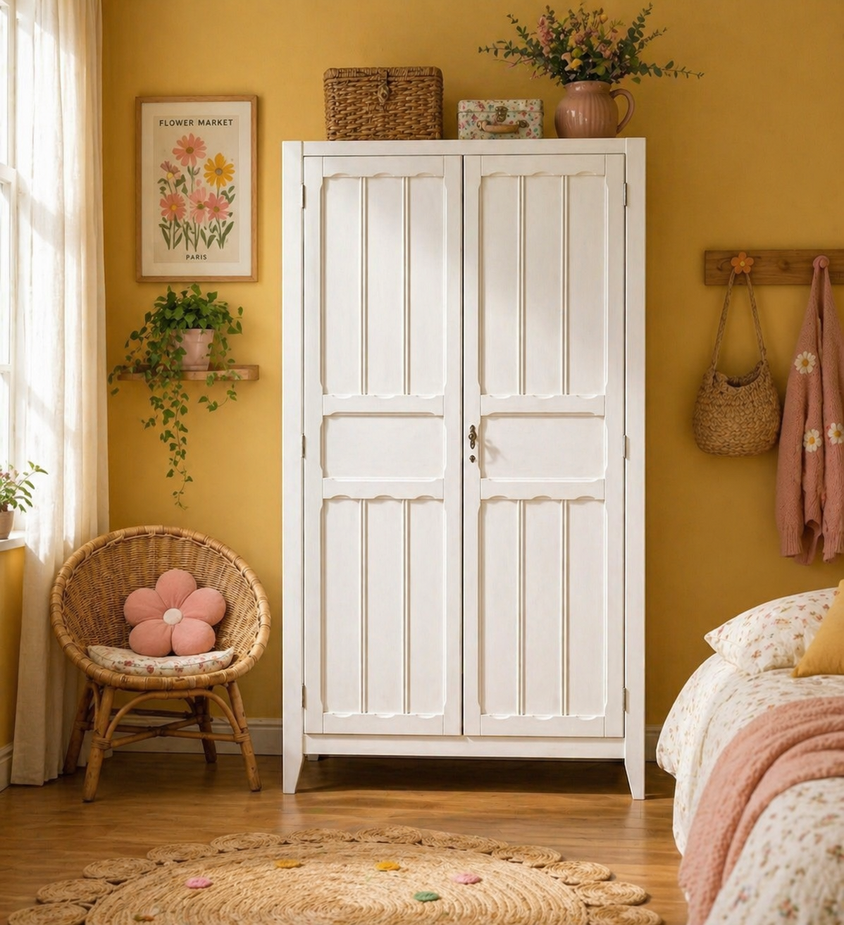 Antique Parisian panelled wardrobe from 1940.