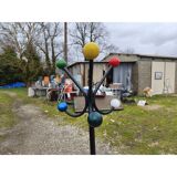 Vintage coat rack, metal and wooden balls.