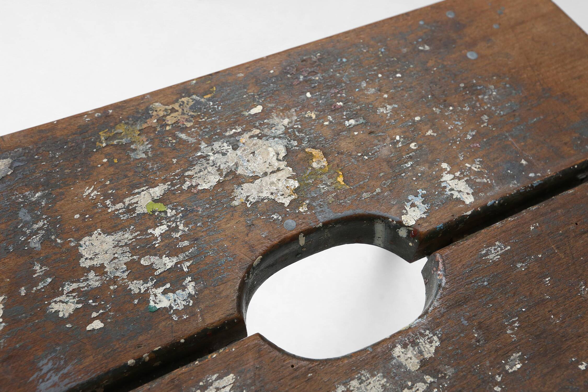 Industrial wooden French painters stool with rich patina from the 1930s