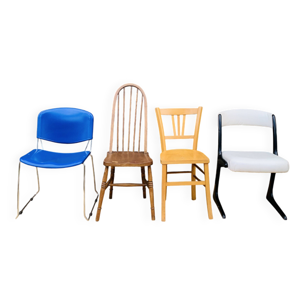 Ensemble de 4 chaises dépareillées