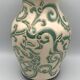 Vintage vase in glazed ceramic with carved decoration of arabesque 22.5 cm
