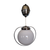 Suspension mount and bass in chromed metal and its globe in vintage opaline