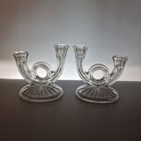 Bougeoirs Glass Belgium - XXth century