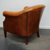 Fauteuil club vintage en cuir couleur cognac Pays-Bas