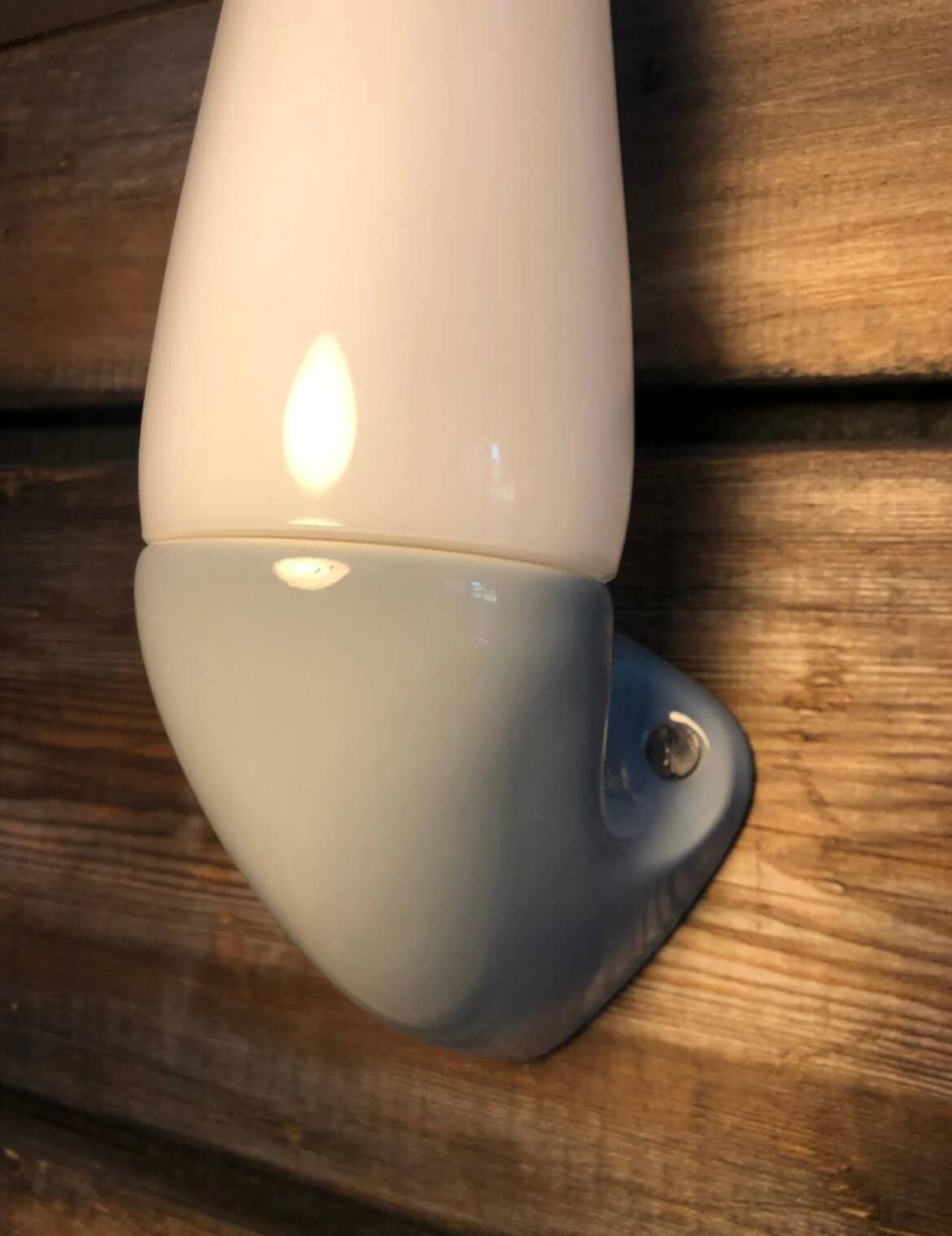 Vintage Ifö of Sweden ceramic bathroom lamps with opaline shades from the 1960s