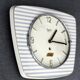 Vintage ceramic clock silent wall clock "Bayard white blue silver"