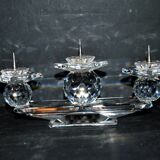 SWAROVSKI candle holder three candles in cut crystal signed 18.5 x 9 x 4cm
