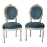 Pair of Louis XVI style medallion back chairs