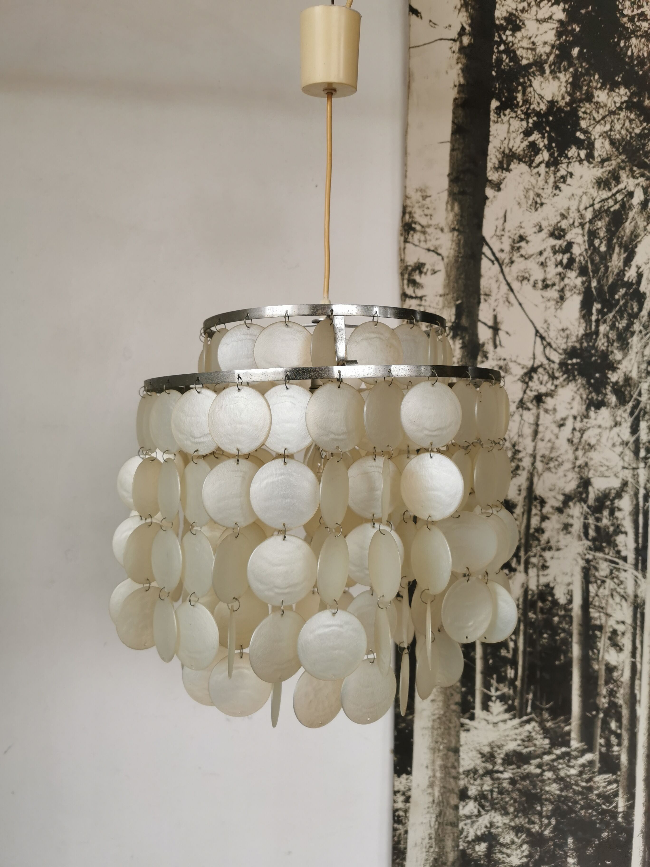 Vintage mother-of-pearl chandelier from the 70s