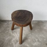50s tripod oak stool