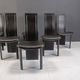 Vintage black leather high back dining chairs, set of 6, 1980s