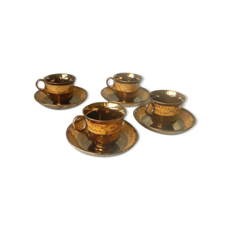4 cups a cafe and under cups in faience of jersey