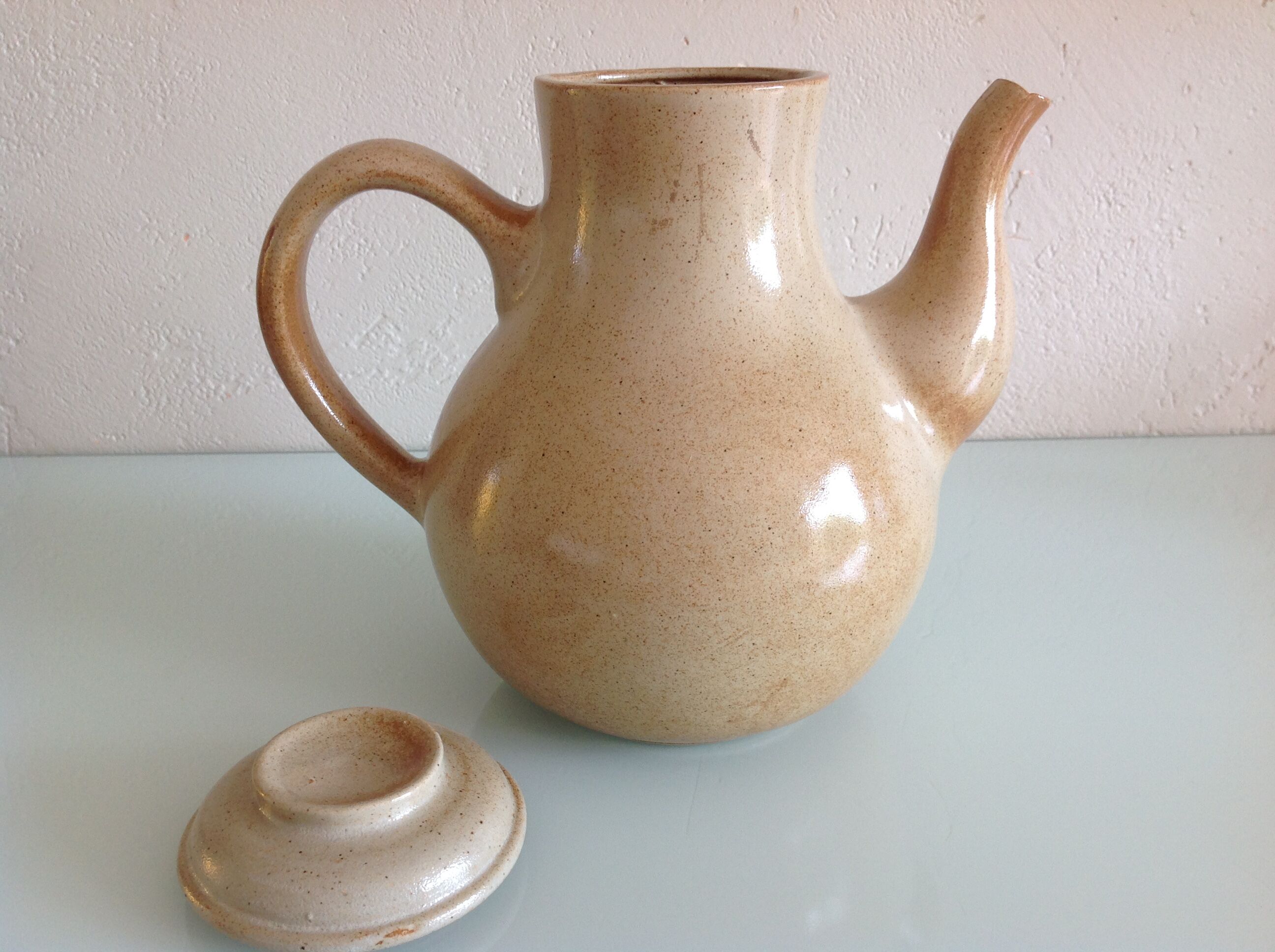 Cafetière en grès beige par Grès de France, vintage années 70