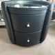 Genuine leather and black glass bedside table Terranova