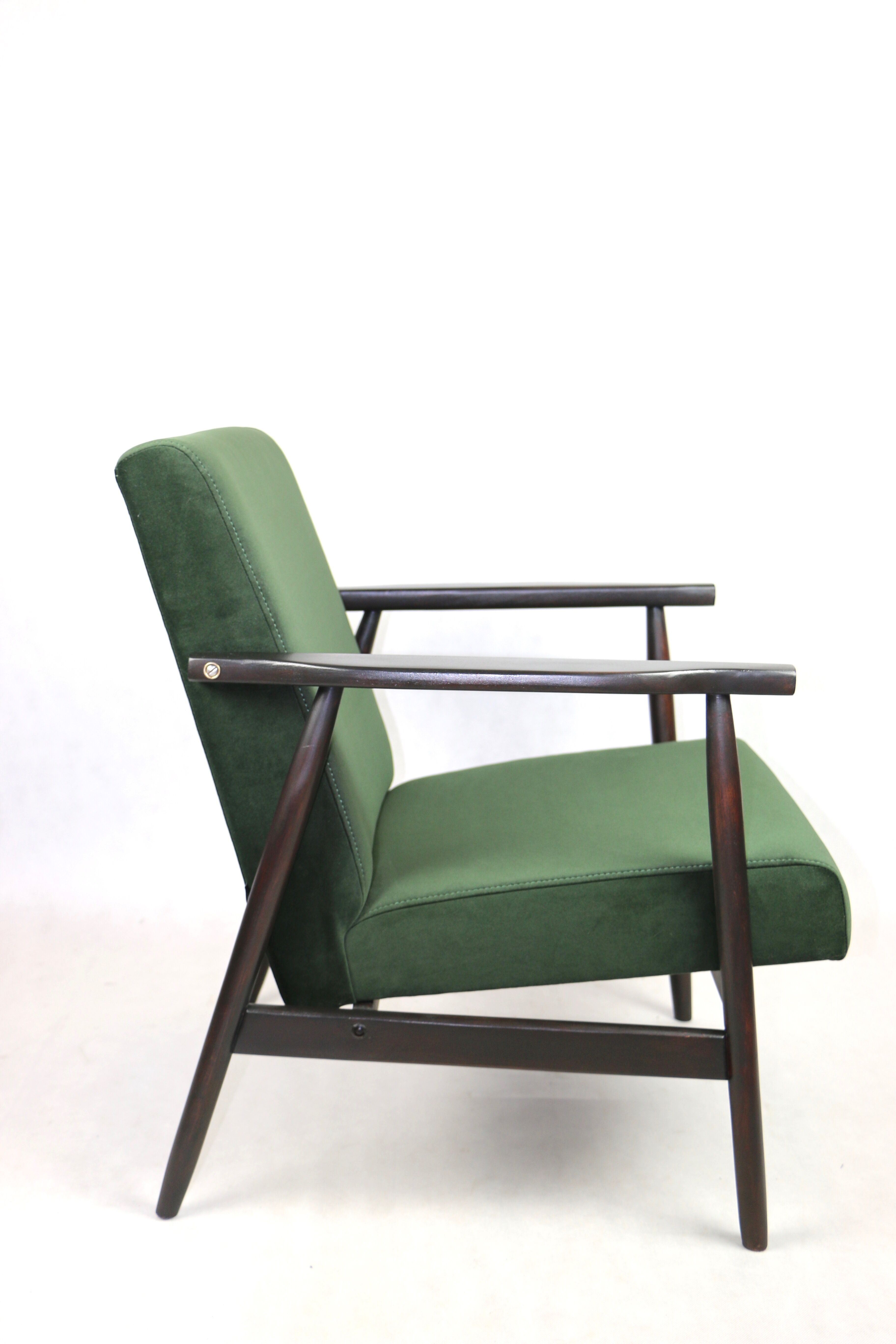 Vintage green olive easy chair, 1970s - dark wood