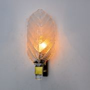 Applique feuille givrée, verre de murano, italie, 1970