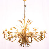 Pair of 12-burner wheat sheaf chandeliers by Hans Kogl