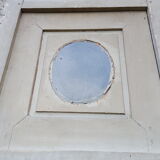 Old moulded woodwork door with 18th /19th round glass