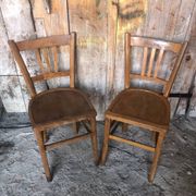 Pair of vintage luterma light wood bistro chairs