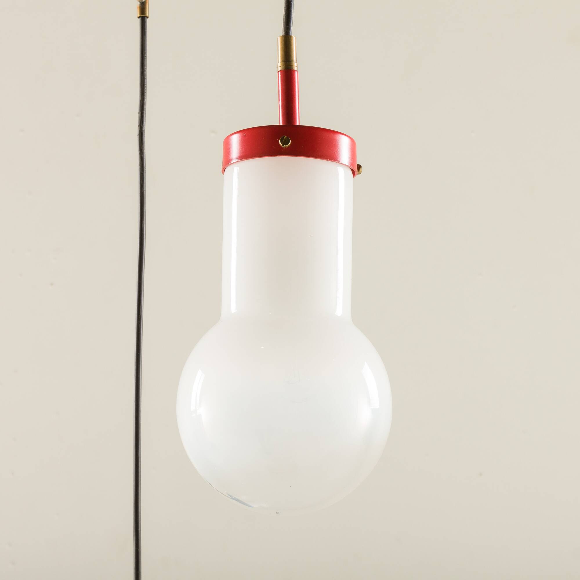 Italian pendant lamp with “lattimo” Murano glass shades, mid century modern