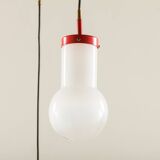 Italian pendant lamp with “lattimo” Murano glass shades, mid century modern