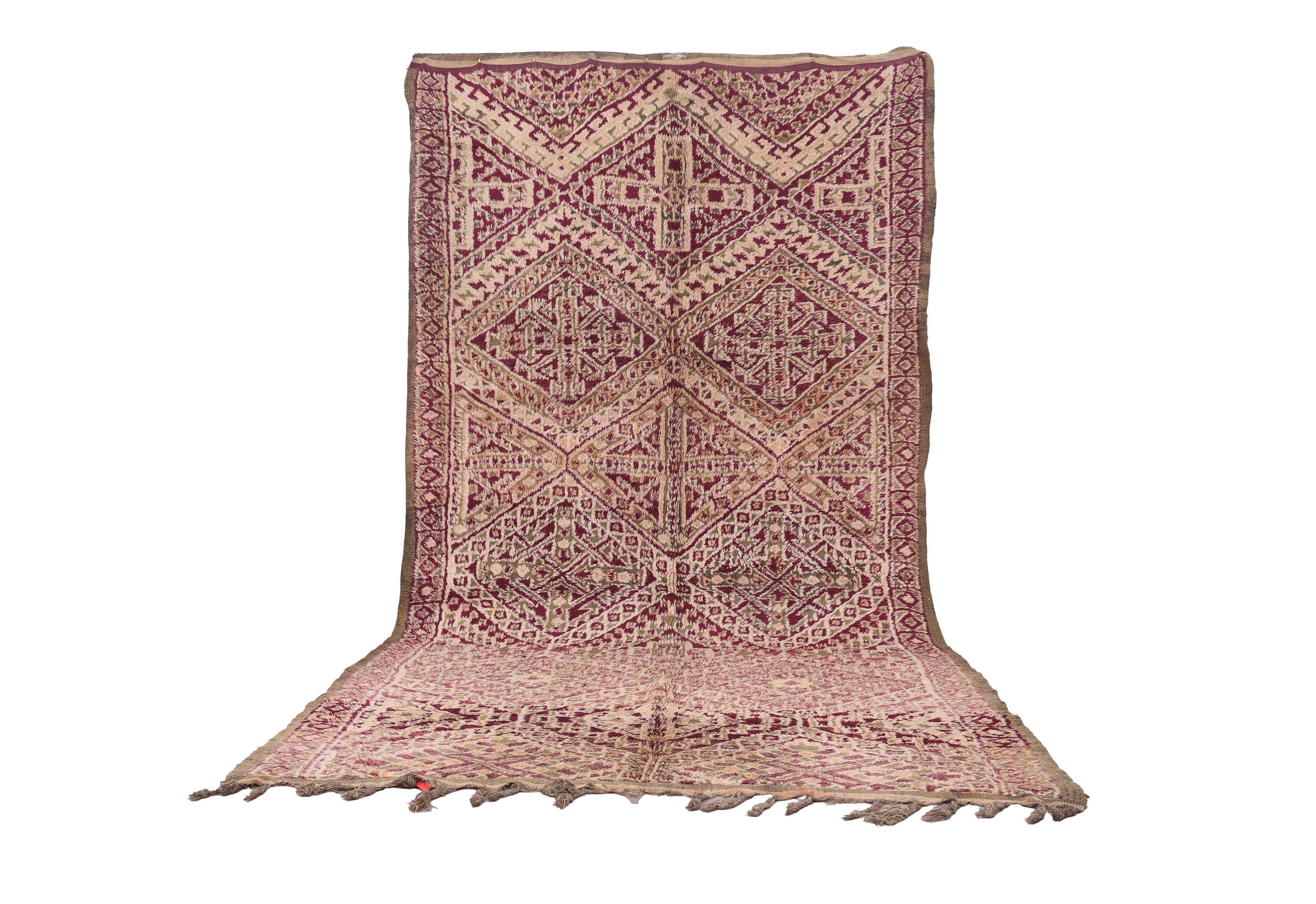 Purple Vintage Beni Mguild Rug 186 x 353 cm - Handmade Berber Wool Rug