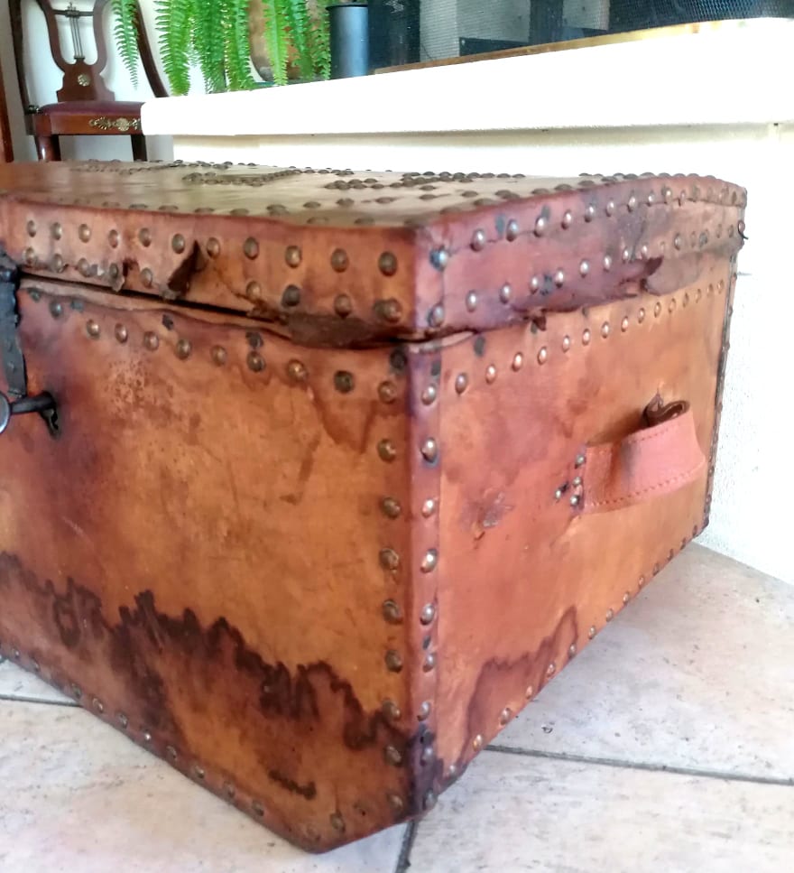 19th century leather chest