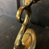 Pair of vintage brass and glass wall lights