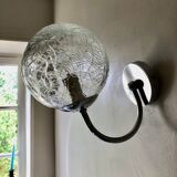 Wall lamp glass globe and chrome 1970