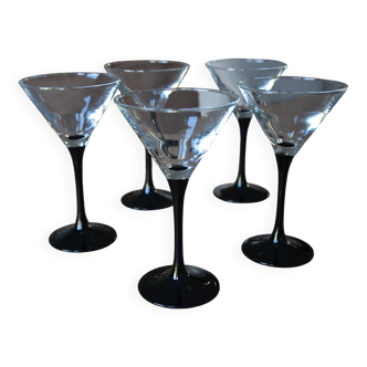 5 Black Stemmed Cocktail Glasses